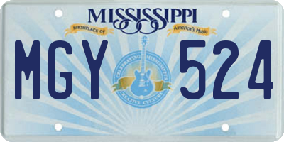 MS license plate MGY524