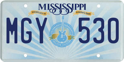 MS license plate MGY530