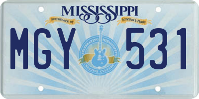 MS license plate MGY531