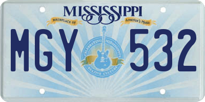 MS license plate MGY532