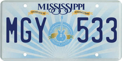 MS license plate MGY533
