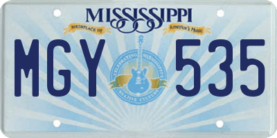 MS license plate MGY535