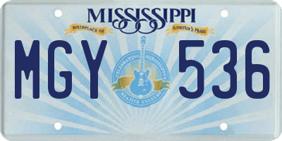 MS license plate MGY536