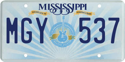 MS license plate MGY537