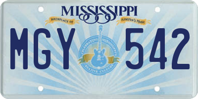 MS license plate MGY542