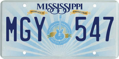 MS license plate MGY547
