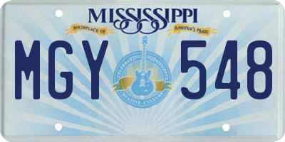 MS license plate MGY548