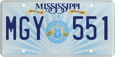 MS license plate MGY551