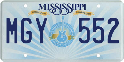 MS license plate MGY552