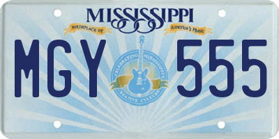MS license plate MGY555