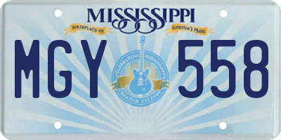 MS license plate MGY558