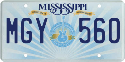 MS license plate MGY560