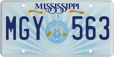 MS license plate MGY563