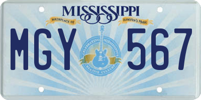 MS license plate MGY567