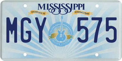MS license plate MGY575