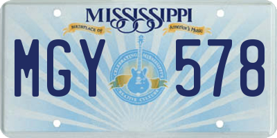 MS license plate MGY578