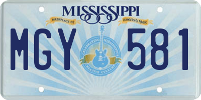 MS license plate MGY581