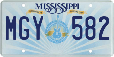 MS license plate MGY582