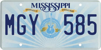 MS license plate MGY585