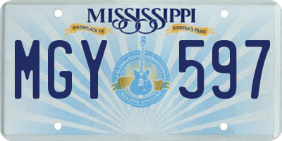 MS license plate MGY597