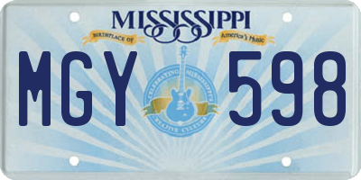 MS license plate MGY598