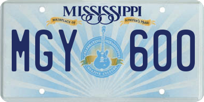 MS license plate MGY600