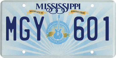 MS license plate MGY601
