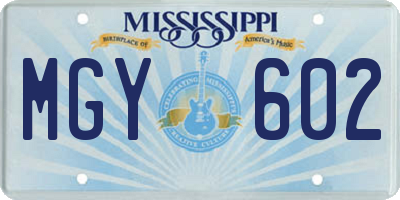 MS license plate MGY602