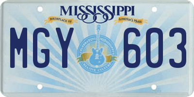 MS license plate MGY603