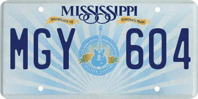 MS license plate MGY604