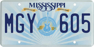 MS license plate MGY605
