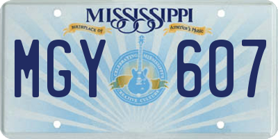 MS license plate MGY607