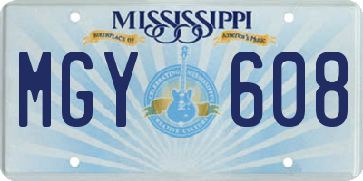 MS license plate MGY608