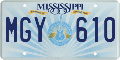 MS license plate MGY610