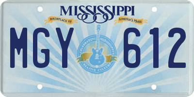 MS license plate MGY612