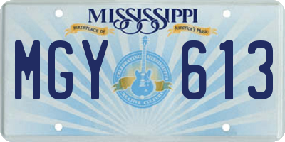 MS license plate MGY613