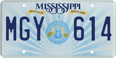 MS license plate MGY614