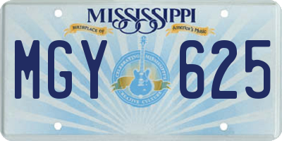 MS license plate MGY625