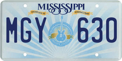 MS license plate MGY630
