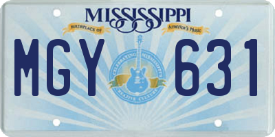 MS license plate MGY631