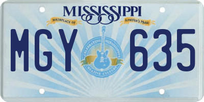 MS license plate MGY635