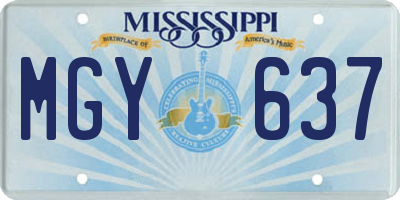 MS license plate MGY637