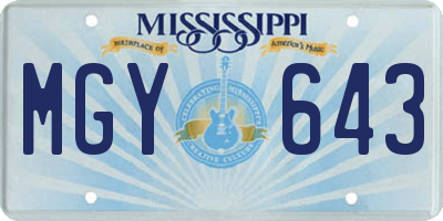 MS license plate MGY643