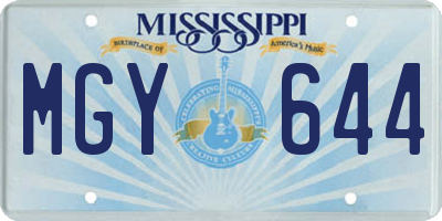 MS license plate MGY644