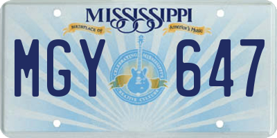 MS license plate MGY647