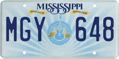 MS license plate MGY648