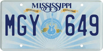 MS license plate MGY649