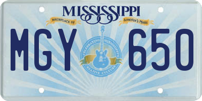 MS license plate MGY650