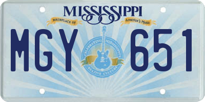 MS license plate MGY651