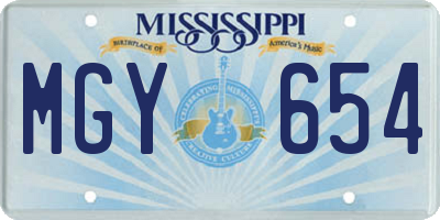 MS license plate MGY654